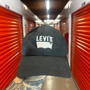 Levi’s Black Strapback Hat Leather Strap Adjustable